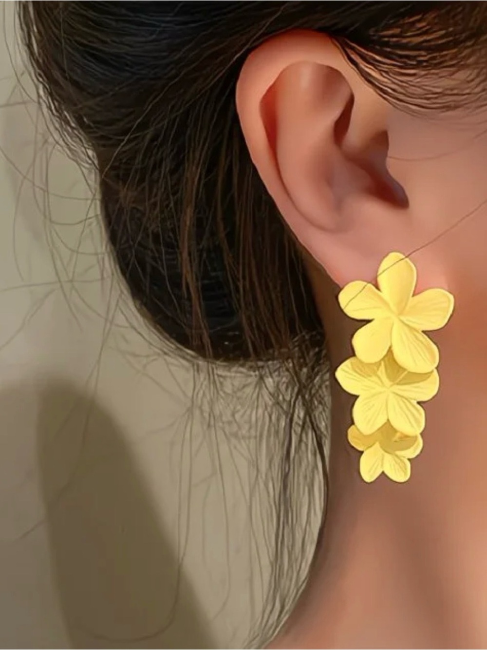 Zara Yellow Layered Flowers Drop Earrings